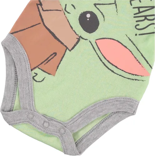 Vista 6 de STAR WARS Baby Yoda Boys' 3 Piece Short Sleeve Bodysuit Pull-on Pants and Accessory