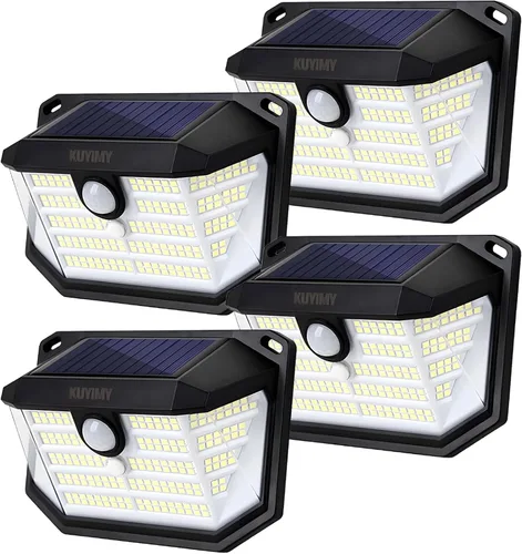 Vista 8 de Luces solares para exteriores, 230 LED con sensor de movimiento y 3 modos, impermeabilidad IP65, luz de ángulo amplio de 270°, luces de pared