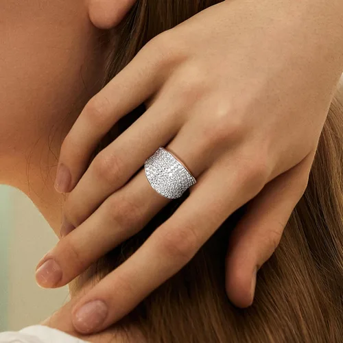 Vista 2 de DAYBYDAY Anillos de moissanita para hombres y mujeres, plata de ley 925, 2-3.5 quilates, color D, VVS1, anillo de cóctel de moissanita con diamantes