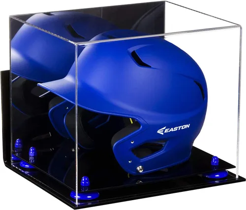 Vista 31 de Better Display Cases Vitrina acrílica para casco de bateo de béisbol con espejo, elevadores rosados, montaje en pared y base de espejo (V22/A012)