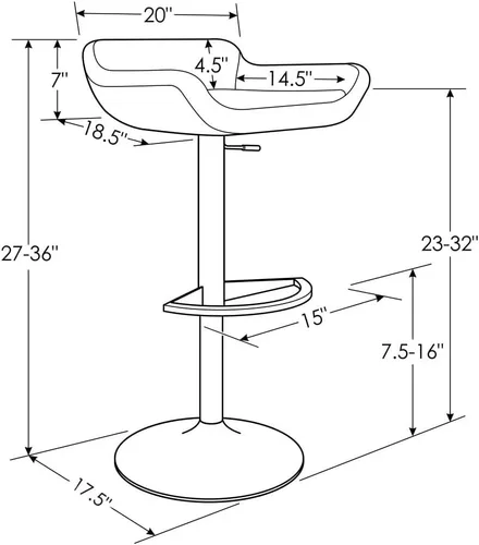 Vista 2 de ZURI White Ray Taburete giratorio sin brazos de altura ajustable