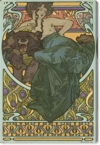 Vista 9 de Art Remedy Lady by Alphonse Mucha Canvas Nouveau Art Prints, Black Frame, 10" x 15