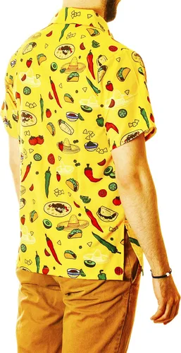Vista 8 de Funny Guy Mugs Camisa de manga corta con botones y estampado hawaiano para hombre
