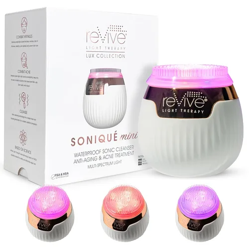Vista 13 de reVive Light Therapy Lux Collection Soniqué Limpiador, Cepillo Limpiador Facial Sónico con Terapia de Luz Roja de Grado Médico para el Rostro