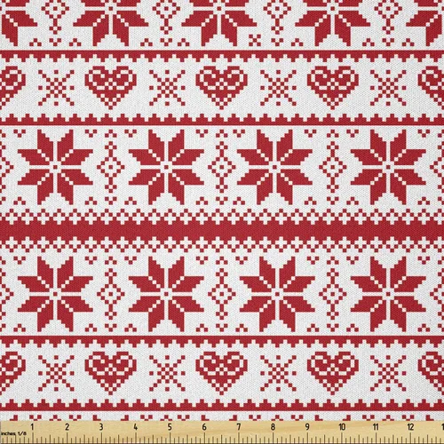 Vista 59 de Ambesonne Tela Navideña por Yarda, Tema Navideño Colorido Vivo Piñas de Pino Ramas Hombre de Jengibre Imagen de Bayas Estampada, Tela de Punto