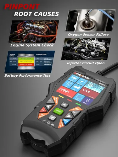 Vista 5 de MOTOPOWER MP69040 Lector de código OBD2 para coche, herramienta de escaneo de diagnóstico de fallo del motor, negro