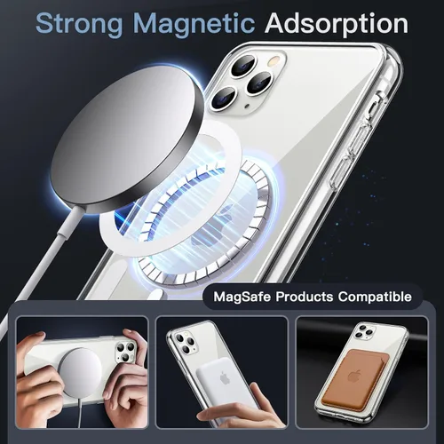 Vista 3 de JETech Funda magnética para iPhone 11 Pro Max de 6.5 pulgadas, compatible con carga inalámbrica MagSafe, a prueba de golpes, parte trasera