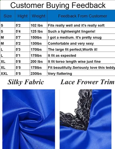 Vista 6 de Avidlove Body de lencería de satén para mujer, de una pieza, babydoll de encaje