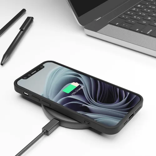 Vista 4 de Red Ember Funda a prueba de golpes para iPhone, funda protectora ultradelgada de silicona líquida con acabado mate con forro de microfibra suave