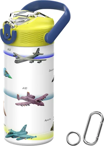Vista 13 de MYFOREST - Botella de agua aislada para niños de 14 onzas / 13.5 fl oz, forro sin olor, 3D Touch No Plastic Taste, Surgical Steel - No Chemical