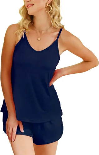 Vista 2 de POKWAI Conjunto de pijama suave de 2 piezas para mujer, ropa de dormir