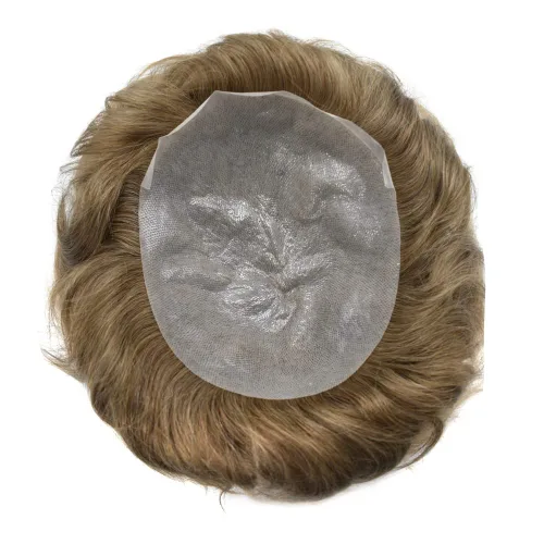Vista 5 de Toupee - Sistema de reemplazo de cabello para hombres, piel ultrafina, transparente, 0.001 in, poliéster superfino, unidad de cabello de hombre, 8 x