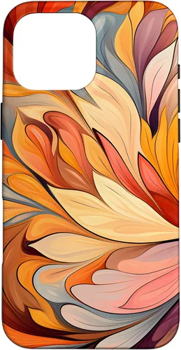 Vista 19 de iPhone 12 Pro Max Remolinos florales abstractos Funda de colores cálidos de otoño