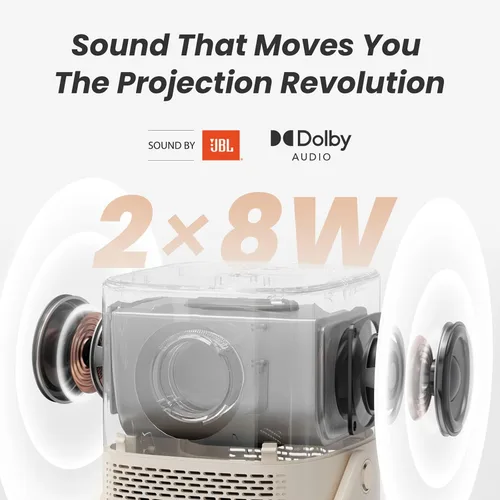 Vista 4 de [Sonido de JBL y batería integrada] Proyector para exteriores Yaber T2 con WiFi 6 y Bluetooth, proyector portátil de película inteligente Native