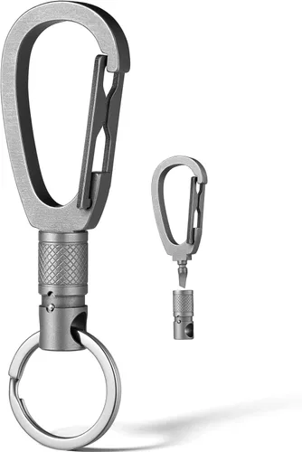 Vista 8 de TIMULTI Clip de llavero de titanio, Clip de llave EDC, llavero giratorio desmontable de liberación rápida, gancho de llavero, soporte para llavero