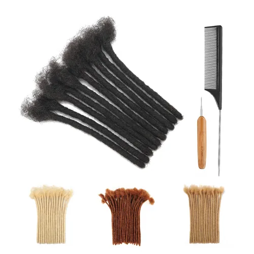 Vista 18 de Extensiones de Rastas de Cabello Humano 0.4cm de Grosor 4 Pulgadas 20 Hebras 100% Cabello Humano Real para Hombres/Mujeres/Niños Completamente