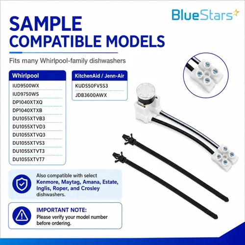 Vista 11 de BlueStars W10258275 Fusible térmico bimetálico para lavavajillas, compatible con lavavajillas Whirlpool Kenmore, instrucciones claras incluidas