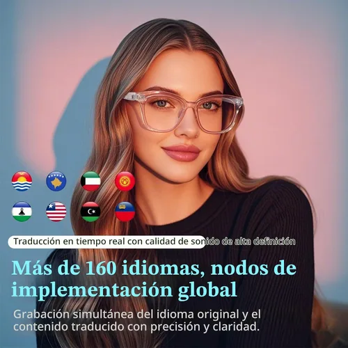Vista 3 de Gafas Bluetooth con traducción AI, gafas inteligentes con audio Rosa-AI
