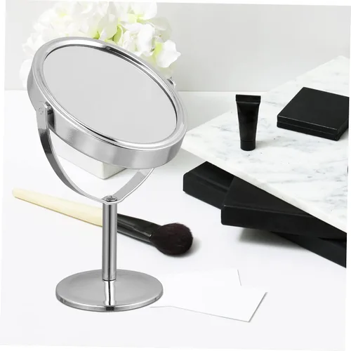 Vista 3 de Espejo de maquillaje de doble cara, luces de aumento, pequeño espejo de escritorio para tocador de mesa y baño
