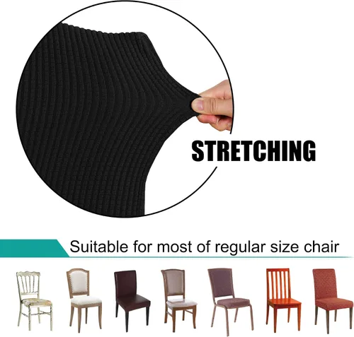 Vista 3 de Turquoize - Juego de 2 fundas elásticas para sillas de comedor, fundas lavables removibles para sillas de comedor, fundas de asiento para sillas