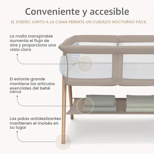 Vista 5 de Delta Children Bondi - Moisés gemelar de madera de haya con sábana de malla transpirable PureAir y madera certificada FSC, color tostado