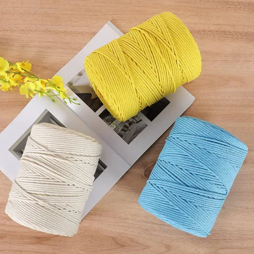 Vista 7 de Cordón de macramé de 0.157 in x 328 yardas Cuerda de macramé 100% algodón natural Cuerda de algodón trenzado de 4 hebras para manualidades, Beige