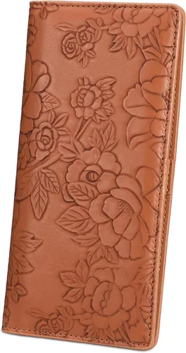Vista 12 de FALAN MULE Cartera delgada ultrafina para mujer, de cuero plegable, bloqueo RFID, tarjetero de diseño, Negro