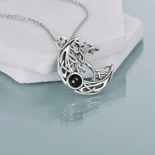 Vista 3 de ONEFINITY Tree of Life Necklace Sterling Silver I Love You 100 LanguagesMoonstone Necklace Cremation Jewelry for Women Girls Gifts