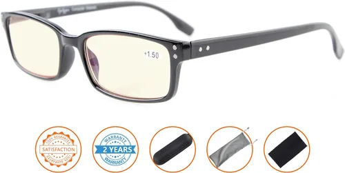 Vista 2 de Gafas con filtro de luz azul para hombres y mujeres, de lectura, para la computadora, con protección UV Negro