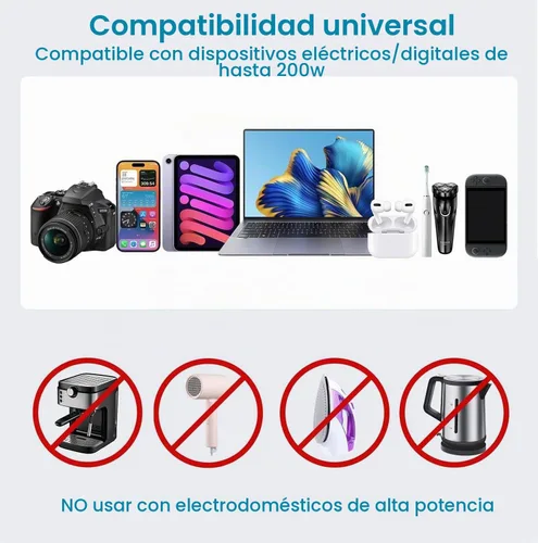 Vista 4 de BESTEK Convertidor de 220 V a 110 V con USB-C 35 W, convertidor de potencia de Estados Unidos a Europa Blanco perla