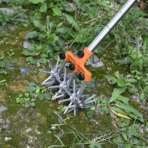 Vista 7 de BARAYSTUS Cultivador Rotativo de Jardín Motoazada Ajustable de Acero Inoxidable Manzón de Mano para Mezcla de Suelo o Resembrado de Césped Motoazada