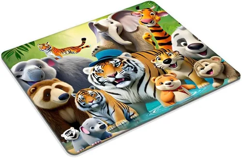 Vista 2 de Animal Collection - Alfombrilla de mouse personalizada con base de goma antideslizante para computadoras, laptop, oficina, escritorio, accesorios