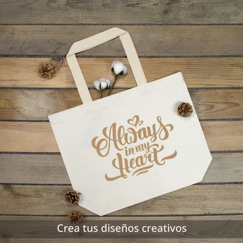 Vista 4 de TOPDesign Paquete de 2 bolsas de lona con cierre magnético, bolsas de compras reutilizables para comestibles, haz tus diseños creativos Beige