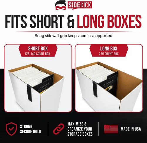 Vista 8 de SIDEKICK Divisor de caja de cómics (individual) caja corta/larga, el divisor de almacenamiento de cómics se mantiene en su lugar para proteger lo