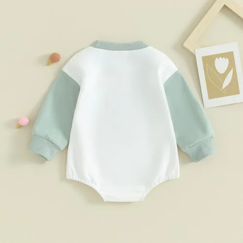 Vista 4 de Ropa de bebé recién nacida, ropa para niña con estampado de papi, sudadera bordada, mameluco de manga larga