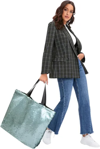 Vista 6 de Sequin Bling Tote Bag for WomenLarge Bling Beach Tote Bags