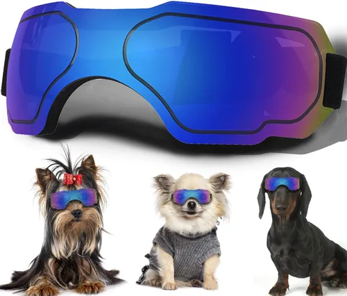 Vista 7 de Gafas de sol para perros pequeños, gafas para perros con correa ajustable, protección UV, adecuadas para perros pequeños Estilo liso-Multicolor