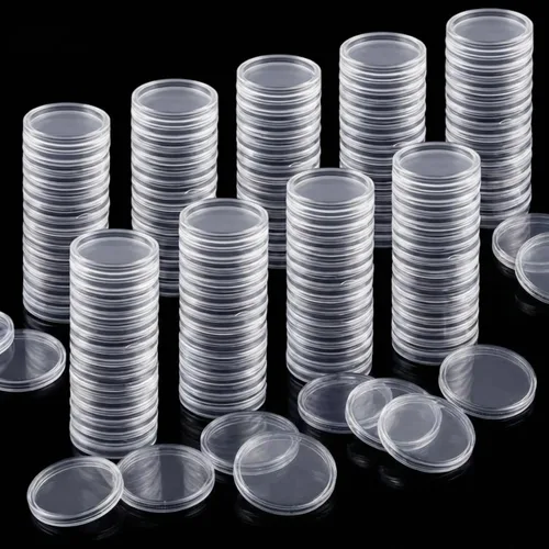 Vista 8 de 50 unidades de moneda de dólar de plata de 1.598 in, soportes de cápsula de barra de plata para barra de colección, redondo