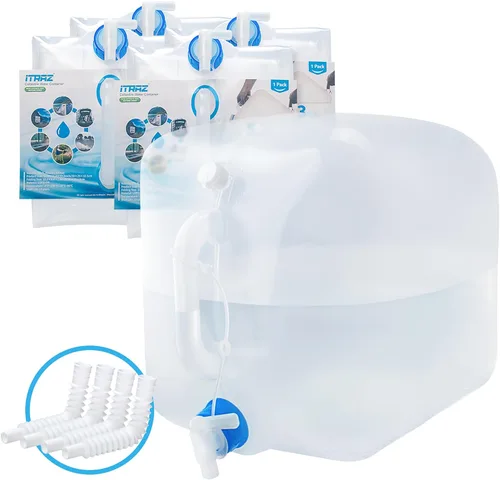 Vista 12 de Contenedor de agua plegable con espita y ventilación, jarra de almacenamiento de agua de 5.3 galones sin BPA, transportador de agua portátil
