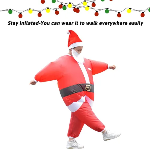 Vista 2 de Disfraz de Papá Noel inflable de Navidad, disfraz de Papá Noel, unisex (CH)
