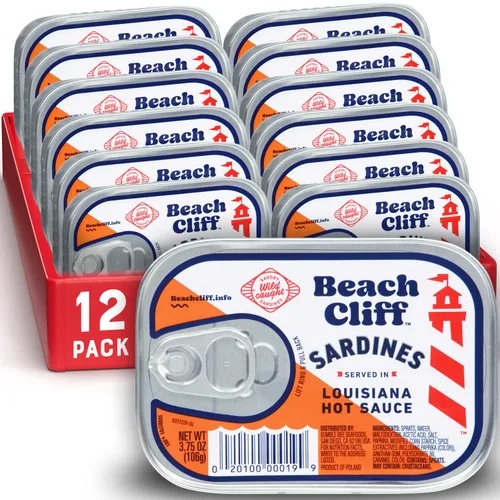 Vista 6 de Beach Cliff Sardinas Silvestres en Salsa Picante de Louisiana, lata de 3.75 oz - 14g de proteína por porción - Sin gluten, apto para dieta keto