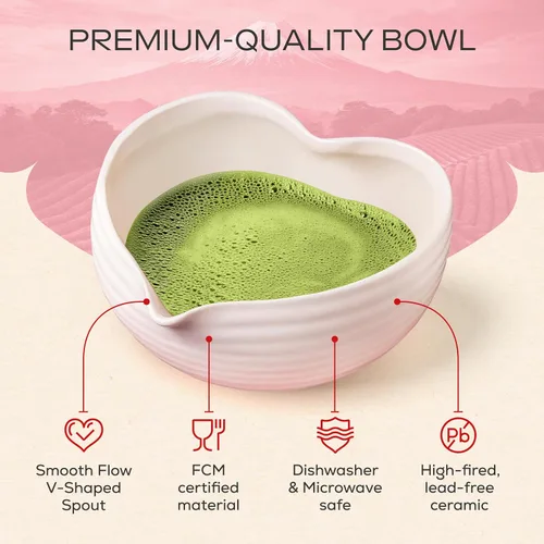 Vista 5 de Rehny’s Juego de batidor matcha Juego completo de matcha con cuenco en forma de corazón, batidor de bambú, soporte, tamiz de acero inoxidable