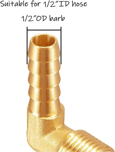 Vista 3 de Uenede 3 piezas de latón 1/2"NPT macho a 1/2" púas 90 grados codo rosca manguera de tubo púas accesorios para agua/aceite/gas