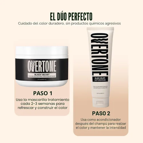 Vista 5 de oVertone® Mascarilla capilar con tratamiento de depósito de color Negro Terciopelo
