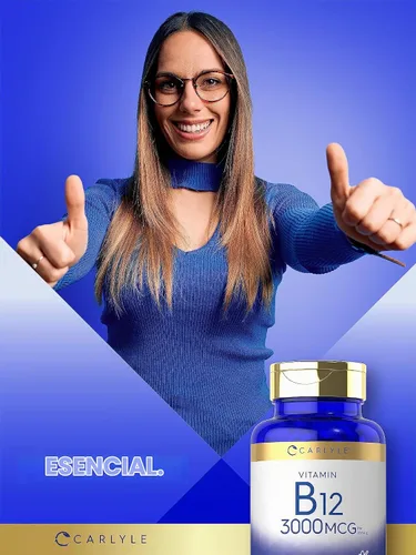 Vista 6 de Carlyle B12 Vitamina 3000 mcg 180 Tabletas Suplemento Vegetariano
