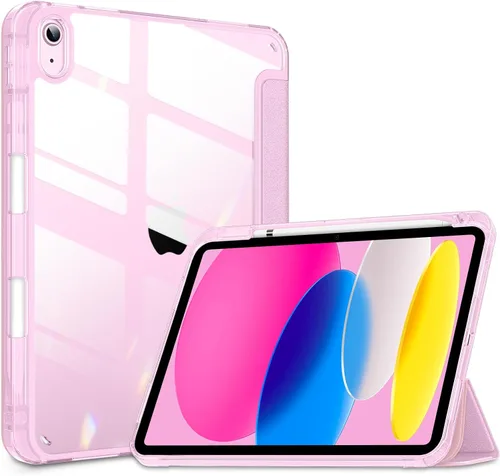Vista 24 de DTTOCASE - Funda para iPad de 10.ª generación de 2022, 10.9”, reverso transparente y marco de poliuretano termoplástico antigolpes