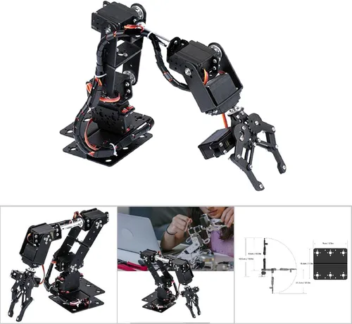 Vista 6 de Brazo mecánico, brazo robótico de grado 6DOF de libertad, robot multigrado de libertad, hecho de placa de aluminio de 0.079 in de grosor