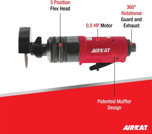 Vista 2 de AIRCAT Herramientas neumáticas 6530: Herramienta de corte de cabezal flexible de 3 pulgadas de 0.5 HP Velocidad libre de 18,000 RPM