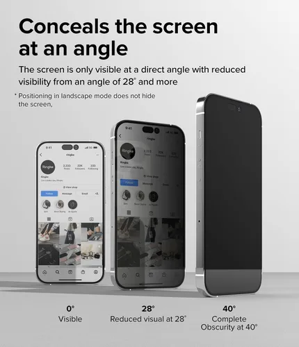 Vista 4 de Ringke Vidrio de privacidad [antiespía] compatible con iPhone 14 Pro protector de pantalla de 6.1 pulgadas, vidrio templado de cobertura completa