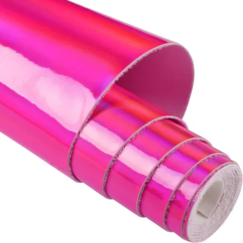 Vista 8 de HGUAN Tela de vinilo holográfica de 12 x 53 pulgadas, 1 rollo de hojas de piel sintética son adecuadas para lazos, aretes de cuero y otros artículos